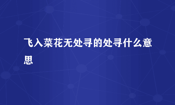 飞入菜花无处寻的处寻什么意思