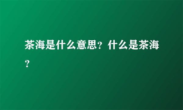 茶海是什么意思？什么是茶海？