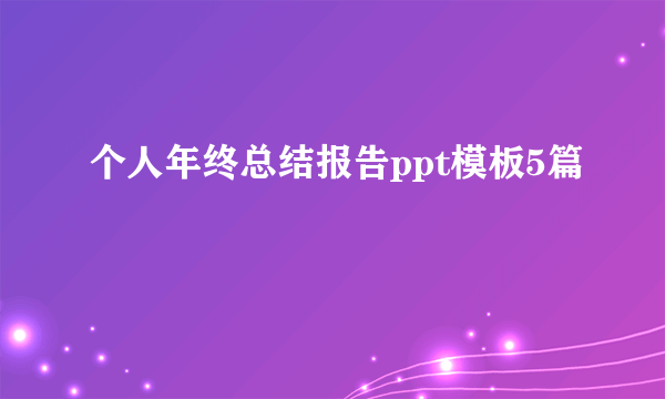 个人年终总结报告ppt模板5篇