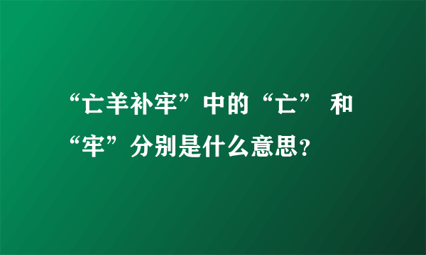 “亡羊补牢”中的“亡” 和“牢”分别是什么意思？