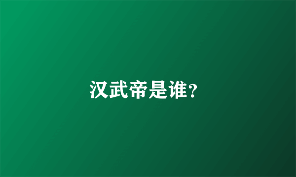 汉武帝是谁？