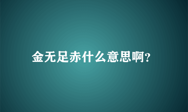 金无足赤什么意思啊？