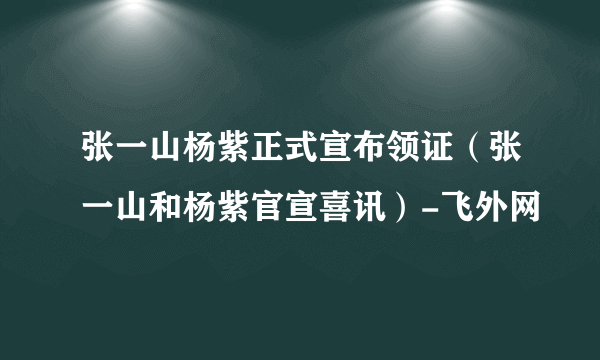 张一山杨紫正式宣布领证（张一山和杨紫官宣喜讯）-飞外网