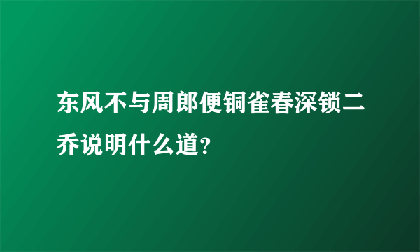 东风不与周郎便铜雀春深锁二乔说明什么道？