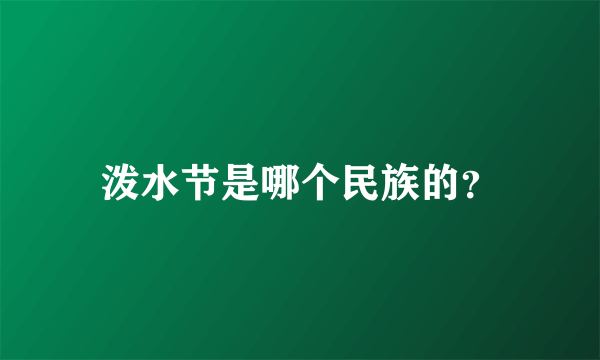 泼水节是哪个民族的？