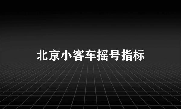 北京小客车摇号指标