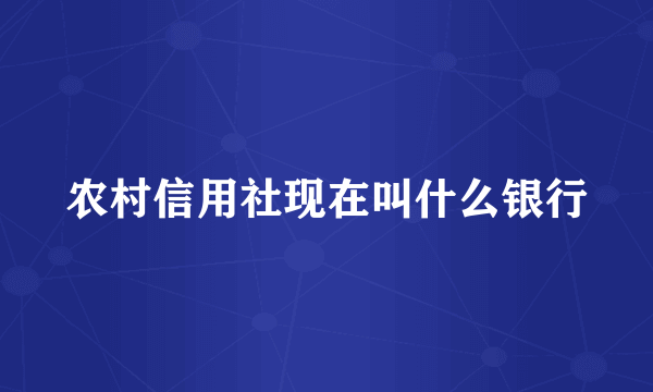 农村信用社现在叫什么银行