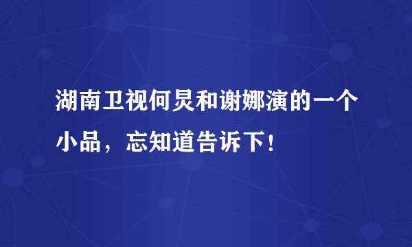 湖南卫视何炅和谢娜演的一个小品，忘知道告诉下！