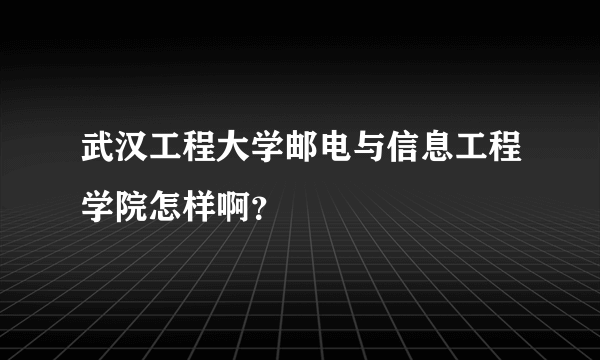 武汉工程大学邮电与信息工程学院怎样啊？