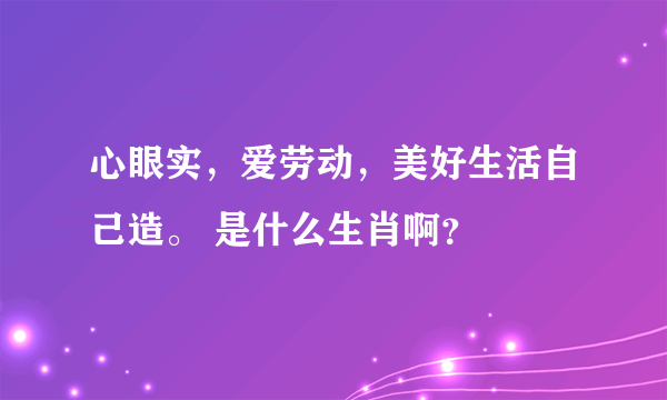 心眼实，爱劳动，美好生活自己造。 是什么生肖啊？