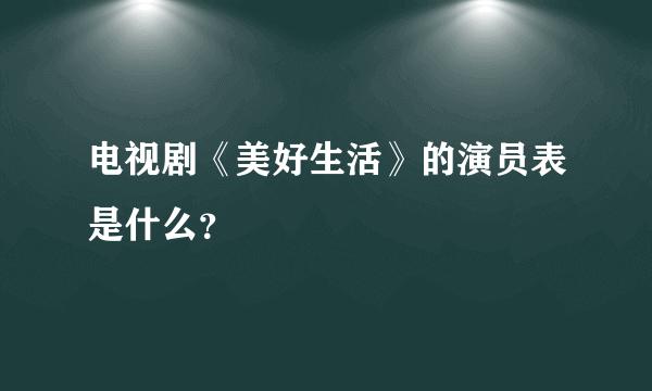 电视剧《美好生活》的演员表是什么？