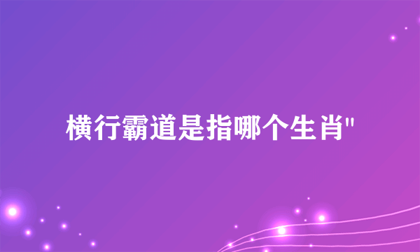 横行霸道是指哪个生肖