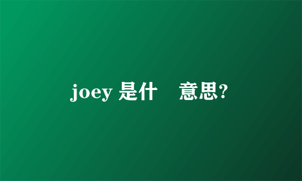 joey 是什麼意思?