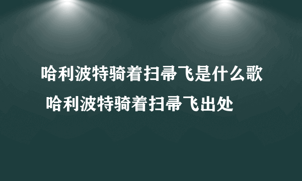 哈利波特骑着扫帚飞是什么歌 哈利波特骑着扫帚飞出处