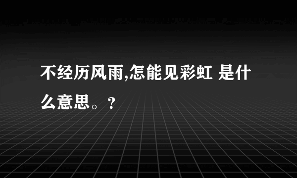 不经历风雨,怎能见彩虹 是什么意思。？