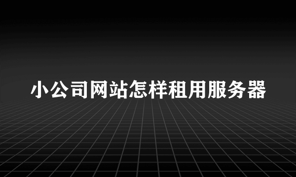 小公司网站怎样租用服务器