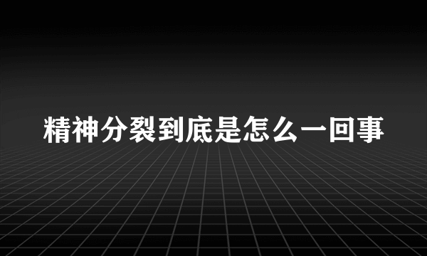 精神分裂到底是怎么一回事