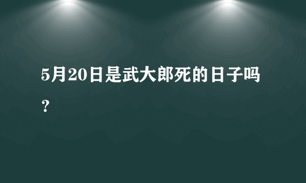 5月20日是武大郎死的日子吗？