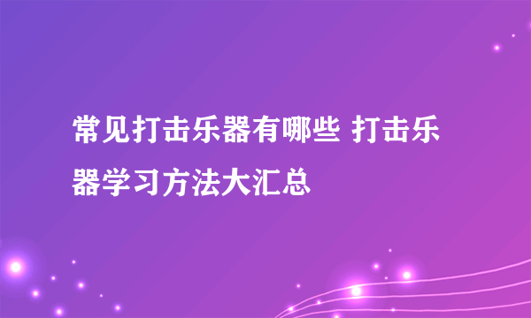 常见打击乐器有哪些 打击乐器学习方法大汇总