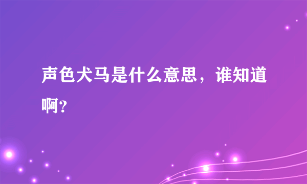 声色犬马是什么意思，谁知道啊？