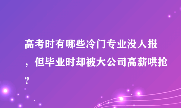 高考时有哪些冷门专业没人报，但毕业时却被大公司高薪哄抢？