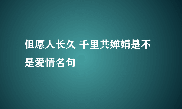 但愿人长久 千里共婵娟是不是爱情名句