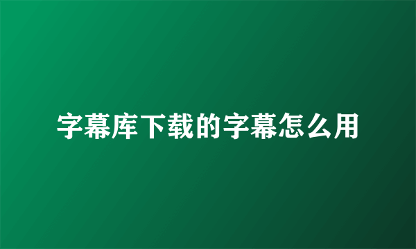 字幕库下载的字幕怎么用