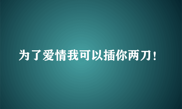 为了爱情我可以插你两刀！