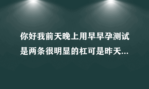 你好我前天晚上用早早孕测试是两条很明显的杠可是昨天...