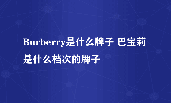 Burberry是什么牌子 巴宝莉是什么档次的牌子