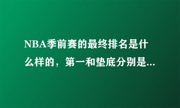 NBA季前赛的最终排名是什么样的，第一和垫底分别是哪支球队？