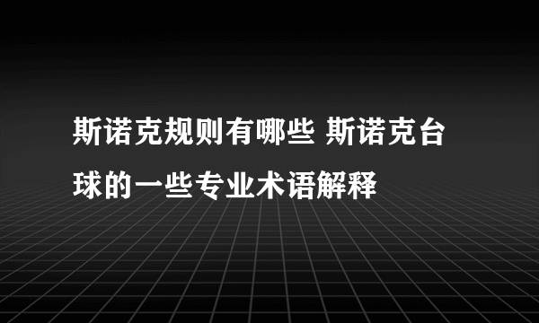 斯诺克规则有哪些 斯诺克台球的一些专业术语解释