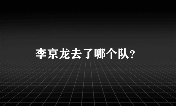 李京龙去了哪个队？