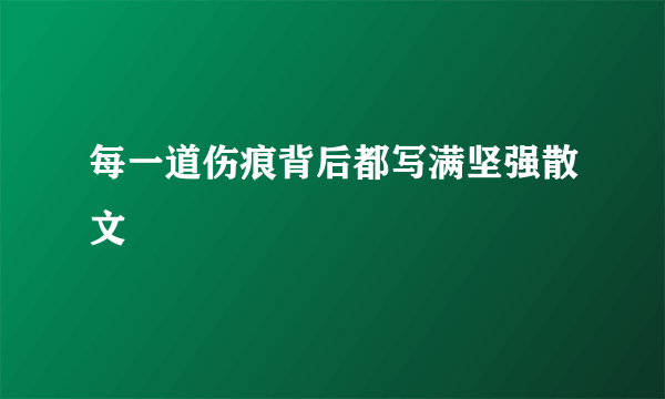 每一道伤痕背后都写满坚强散文