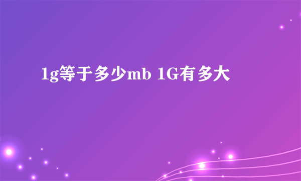 1g等于多少mb 1G有多大