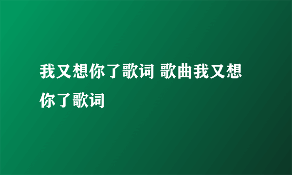 我又想你了歌词 歌曲我又想你了歌词