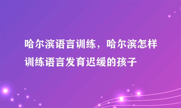 哈尔滨语言训练，哈尔滨怎样训练语言发育迟缓的孩子