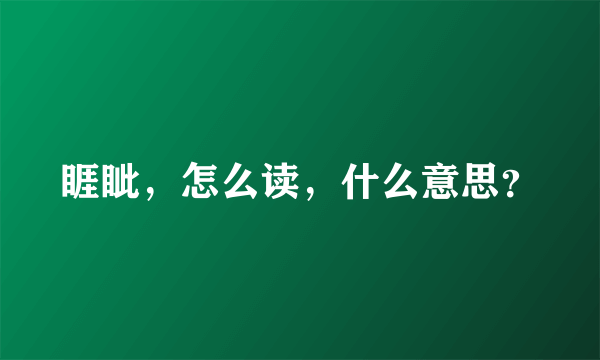 睚眦，怎么读，什么意思？