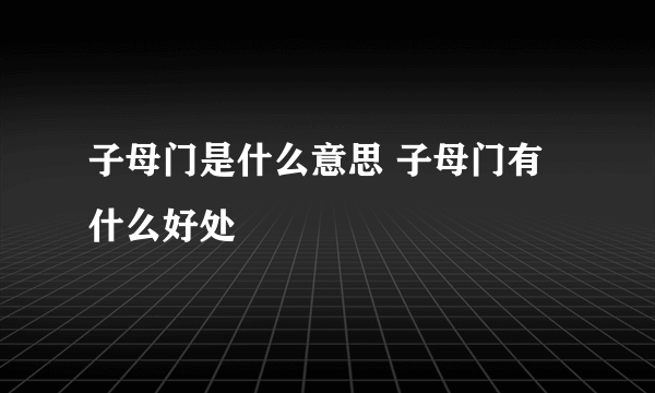 子母门是什么意思 子母门有什么好处