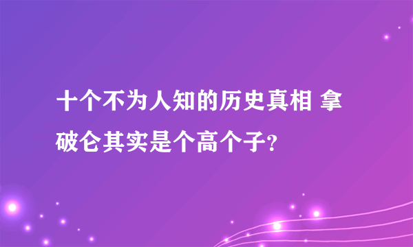 十个不为人知的历史真相 拿破仑其实是个高个子？