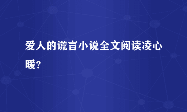 爱人的谎言小说全文阅读凌心暖？