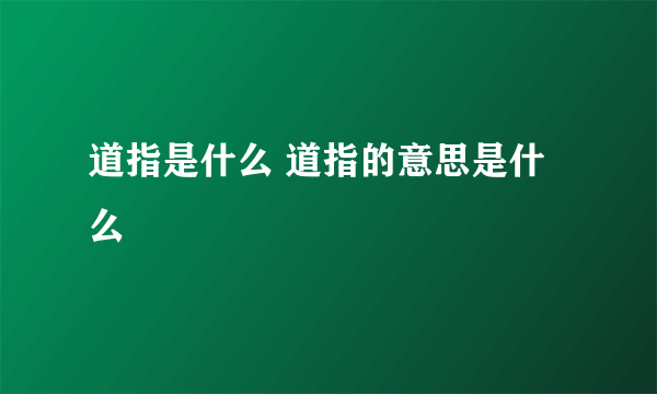 道指是什么 道指的意思是什么