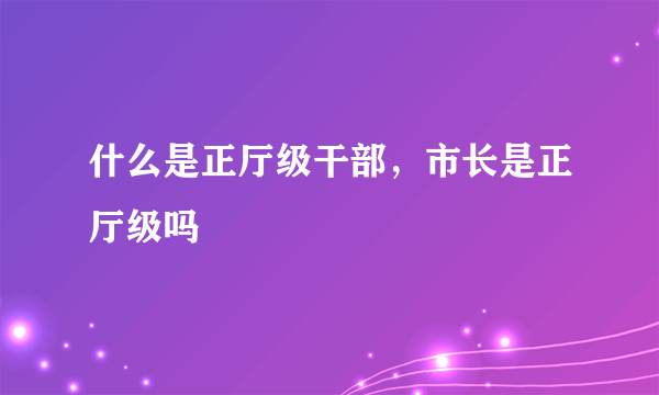 什么是正厅级干部，市长是正厅级吗