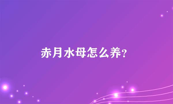 赤月水母怎么养？