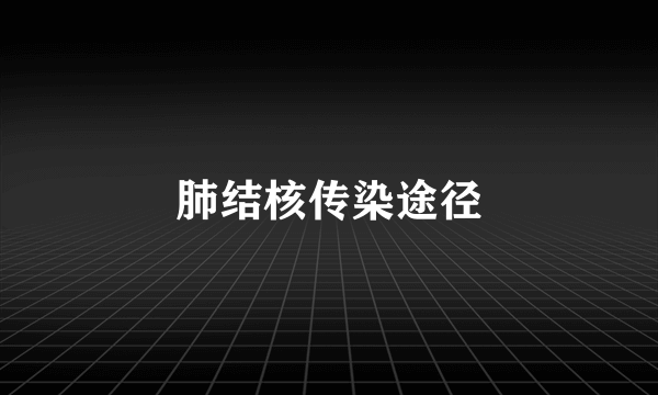 肺结核传染途径