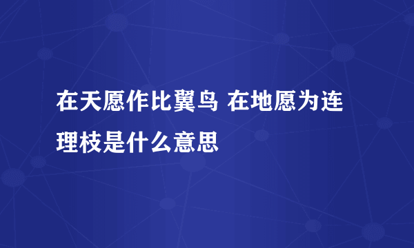 在天愿作比翼鸟 在地愿为连理枝是什么意思