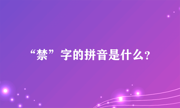 “禁”字的拼音是什么？