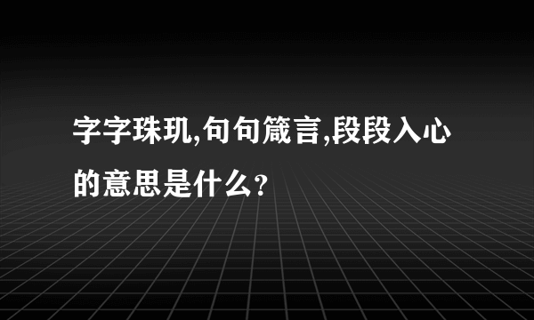 字字珠玑,句句箴言,段段入心的意思是什么？