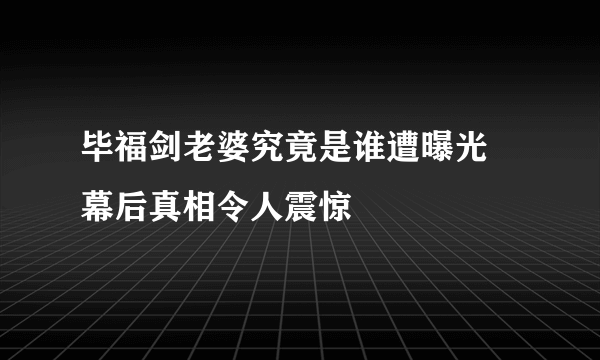 毕福剑老婆究竟是谁遭曝光  幕后真相令人震惊