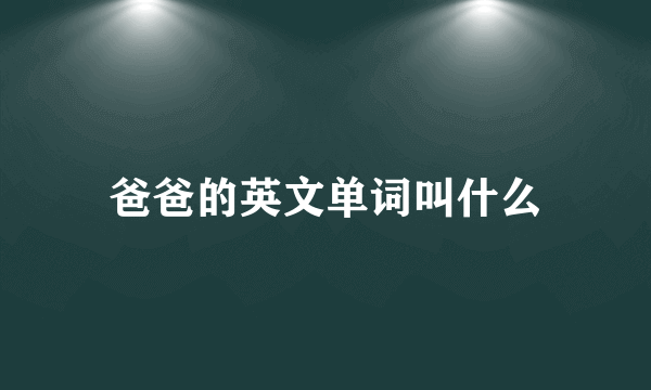 爸爸的英文单词叫什么